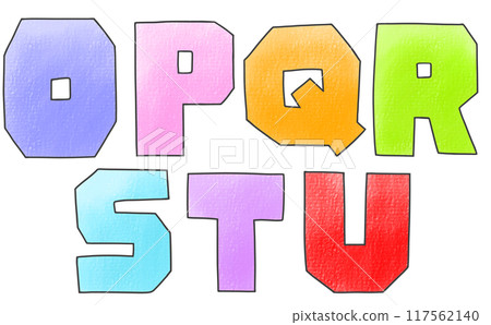寬鬆簡單的大寫字母“OPQRSTU”鬆脆版本模擬風格 寬鬆簡單的大寫字母“OPQRSTU”鬆脆版本模擬風格 117562140