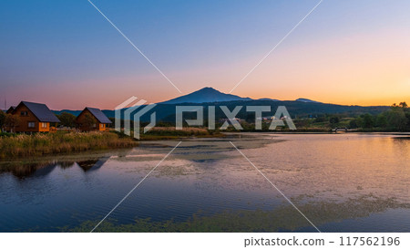 Bird sea mountain at sunset Bird sea mountain at sunset 117562196