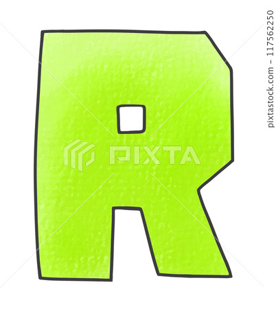 寬鬆簡單的大寫字母“R”鬆脆版本模擬風格 117562250