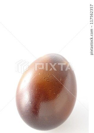 Smoked eggs photographed on a white background 117562357