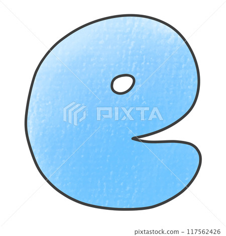 A simple, rounded version of the lowercase alphabet "e" in an analog style 117562426