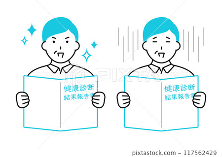 一位老人查看健康檢查結果報告的變化圖 117562429