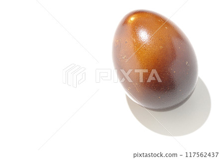 Smoked eggs photographed on a white background 117562437