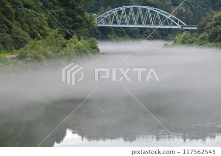 River fog in Tadami River River fog in Tadami River 117562545