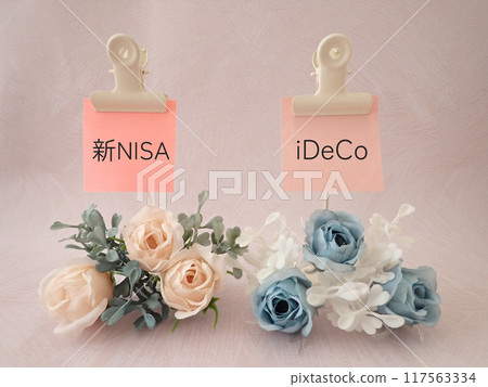 Comparing and lining up the words NISA and iDeCo 117563334