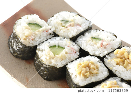 Assorted rolled sushi 117563869
