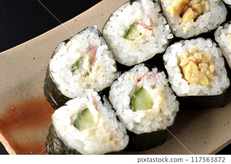 Assorted rolled sushi 117563872
