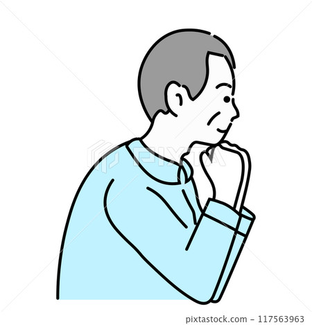一位老人托著下巴的插圖 一位老人托著下巴的插圖 117563963