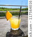 Pineapple juice on a midsummer terrace 117564016