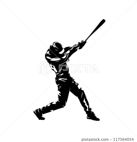 Baseball player, batter, isolated vector silhouette 117564054