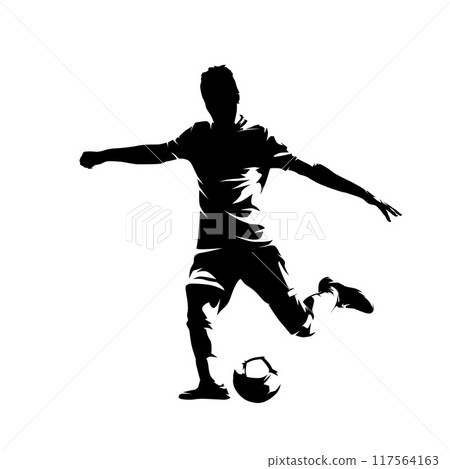 Football player, kicking ball soccer, abstract isolated vector silhouette Football player, kicking ball soccer, abstract isolated vector silhouette 117564163