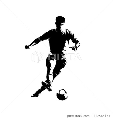 Football player, kicking ball soccer, abstract isolated vector silhouette 117564164