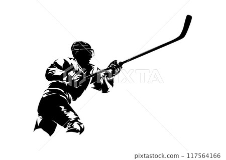 Ice hockey player, abstract isolated vector silhouette, side view 117564166
