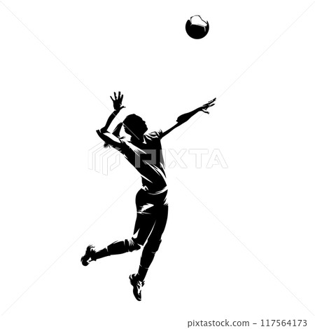 Volleyball player, woman, female team sport athlete, isolated vector silhouette Volleyball player, woman, female team sport athlete, isolated vector silhouette 117564173