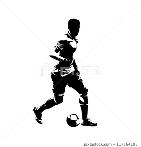 Football player, kicking ball soccer, abstract isolated vector silhouette Football player, kicking ball soccer, abstract isolated vector silhouette 117564195