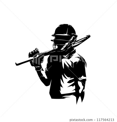 Cricket player, batsman, isolated vector silhouette 117564213