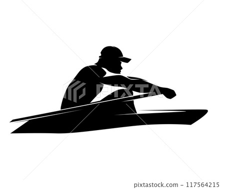 Rowing, rower side view, abstract isolated vector silhouette Rowing, rower side view, abstract isolated vector silhouette 117564215