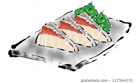 黃尾魚生魚片插畫 黃尾魚生魚片插畫 117564235