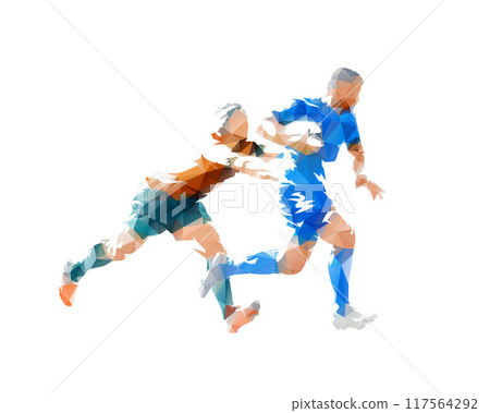 Rugby players, low poly isolated vector illustration Rugby players, low poly isolated vector illustration 117564292