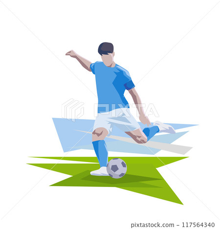 Soccer, football player, abstract geometric flat design vector illustration 117564340