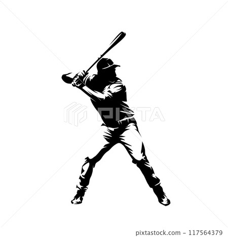 Baseball player, batter, isolated vector silhouette Baseball player, batter, isolated vector silhouette 117564379