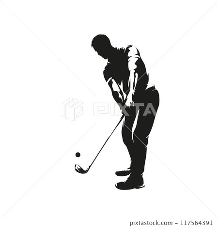 Golf player, abstract isolated vector silhouette, ink drawing 117564391