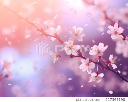 Pink Springtime Flowers Magical AI Artwork 117565198