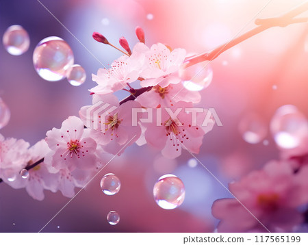 Pink Springtime Flowers Magical AI Artwork 117565199