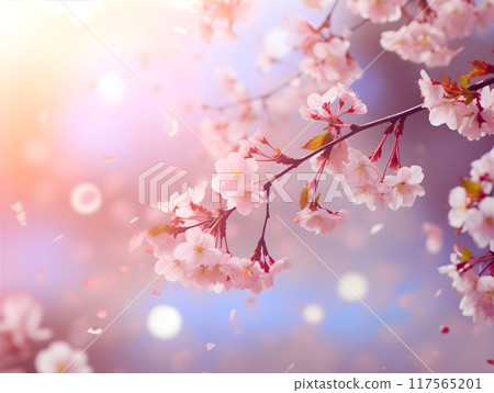 Pink Springtime Flowers Magical AI Artwork 117565201