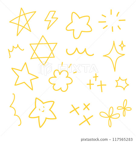 Various star and abstract sparkle doodle hand drawn for element and illustration 117565283