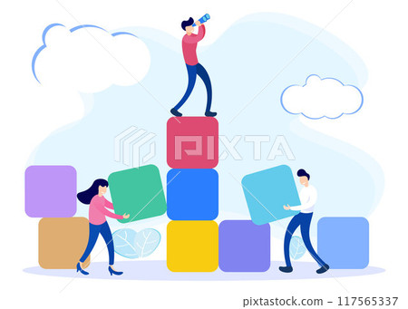 Illustration vector graphic cartoon character of leadership 117565337