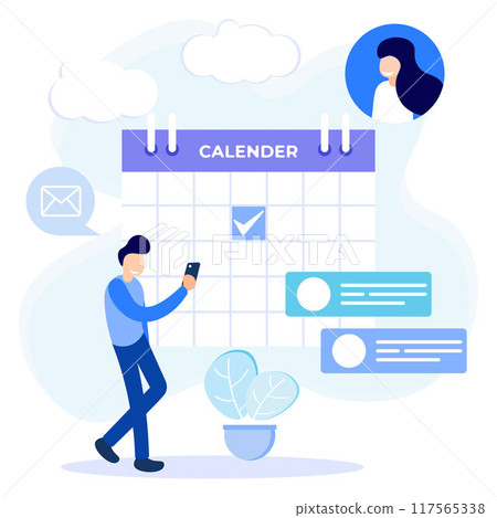Illustration vector graphic cartoon character of appointment scheduling Illustration vector graphic cartoon character of appointment scheduling 117565338