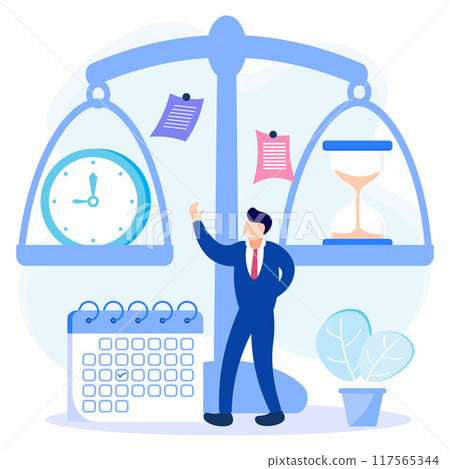 Illustration vector graphic cartoon character of time management Illustration vector graphic cartoon character of time management 117565344