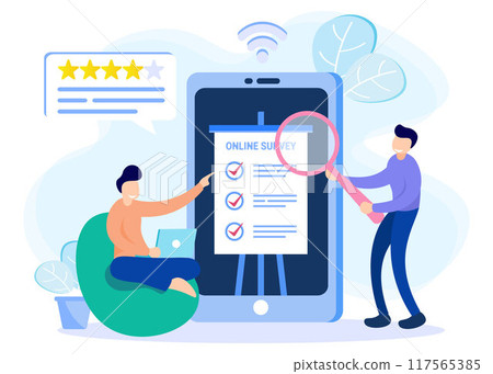 Illustration vector graphic cartoon character of online survey 117565385