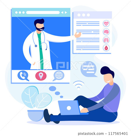 Illustration vector graphic cartoon character of online medical Illustration vector graphic cartoon character of online medical 117565401