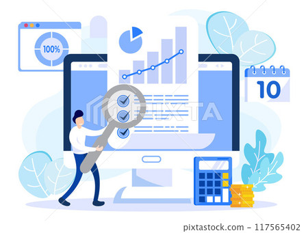 Illustration vector graphic cartoon character of audit 117565402