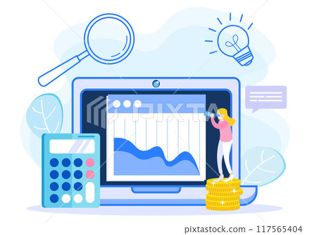 Illustration vector graphic cartoon character of audit 117565404