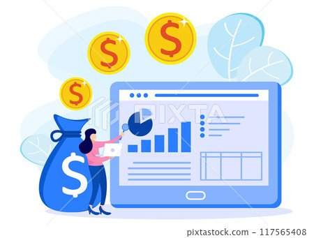 Illustration vector graphic cartoon character of audit 117565408