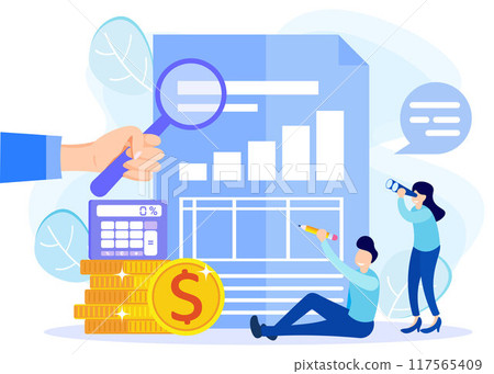 Illustration vector graphic cartoon character of audit 117565409