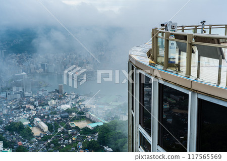 Nagasaki cityscape shrouded in mist and clouds from the Inasayama Observatory [Nagasaki City] 117565569
