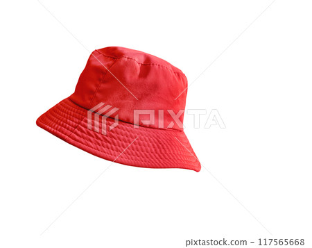 red bucket hat isolated on white background 117565668