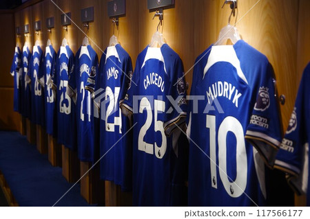 The locker room at Chelsea's home stadium, Stamford Bridge 117566177