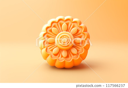 美味的月饼3D插画素材 117566237