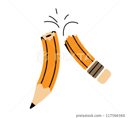 Broken pencil vector illustration. Drawing tool for artists, students broke. Flat modern education concept isolated on white background Broken pencil vector illustration. Drawing tool for artists, students broke. Flat modern education concept isolated on white background 117566368