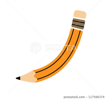 Curve pencil vector illustration. Drawing tool for artists, students bend form. Flat modern education concept isolated on white background 117566374