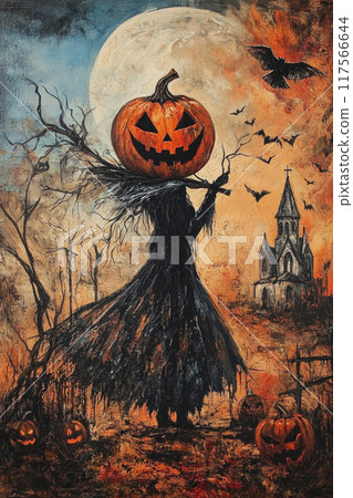 Halloween mystery concept, Funky style, Illustration poster, Generative AI 117566644