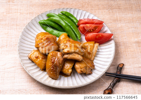 Chicken teriyaki with soy sauce and koji 117566645