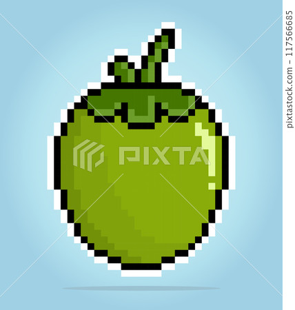 8-bit pixel coconut. Fruit in vector illustrations for game assets and cross seams. 117566685