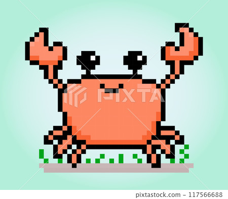 8 bit pixel crab image. Animals in vector illustration for retro games 8 bit pixel crab image. Animals in vector illustration for retro games 117566688