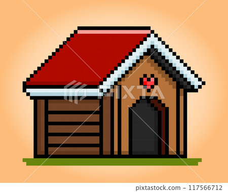 8 bit pixel house for dogs. barkitecture for game assets and cross stitches in vector illustrations. 8 bit pixel house for dogs. barkitecture for game assets and cross stitches in vector illustrations. 117566712
